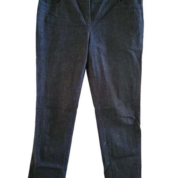 Akris Womens Charcoal Gray jeans size 12 tapered Cotton Demin Mid Rise stretch - Picture 1 of 10